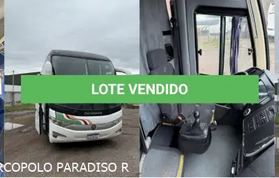 LOTE 002 - 6 ônibus: 1º SCANIA/MPOLO PARADISO R, ano/modelo 2010/2010, placas EJY1F21, situação: rodando. 2º SCANIA/L113 CL 4X2 220, ano/modelo 1997/1997, placas GNJ8696, situação: não rodando.  3º IMP/M.BENZ OF 1620, ano/modelo 1996/1996, placas IFU2399,  situação: não rodando.  4º MBENZ/BUSSCAR VIS BUSS R, ano/modelo 2001/2001, placas IKK2011, situação: não rodando.  5º VW/MPOLO PARADISO R, ano/modelo 2004/2005, placas IMH3224, situação: não rodando.  6ºMBENZ/BUSSCAR VIS BUSS R, ano/modelo 2000/2000, placas IJS8151, situação: não rodando.