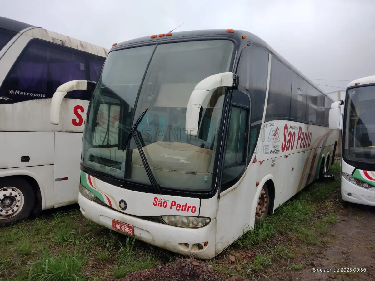 LOTE 004 - Ônibus VW/MPOLO PARADISO R, ano/modelo 2005/2005, placas IMR9863, RENAVAM 865727457, na cor branca, situação: ruim/motor e diferencial.