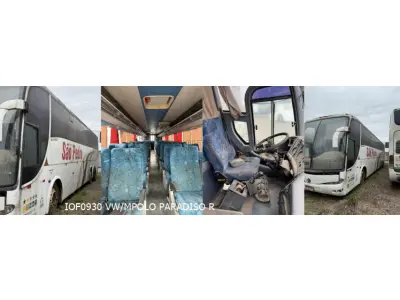 LOTE 004 - 6 ônibus e 1 caminhonete furgão: 1º VW/COMIL CAMPIONE R, ano/modelo 2005/2005, placas INA7253, situação: rodando. 2º M.BENZ/OF 1620, ano/modelo 1996/1997, placas IFR7448, situação: não roda. 3º M.BENZ/COMIL CAMPIONE R, ano/modelo 1998/1999, placas IIU7411, situação: não roda. 4º M.BENZ/BUSSCAR PANORAMI R, ano/modelo 1999/1999, placas IJG7G06, situação: não roda. 5º VW/MPOLO PARADISO R, ano/modelo 2005/2005, placas IOF0930, situação: não roda. 6º VW/COMIL CAMPIONE R, ano/modelo 2003/2003, placas ILE5993, situação: não roda. Caminhonete FIAT/FIORINO IE, ano/modelo 2000/2000, placas IJS2147, situação: não roda.