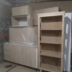 MÓVEIS PLANEJADOS DE COZINHA NOVOS, AOS QUAIS ENCONTRAM-SE DESMONTADOS, 100% (CEM POR CENTO) MDF 18MM, CORPO EM MDF BRANCO E EXTERNO EM AMADEIRADO, MEDIDAS CONFORME PROJETO EM ANEXO E NA FOTO.